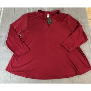Amclose Top Soft Quarter Sleeve Shirt Blouse Red Womens 3XL Pullover NEW
